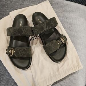 Louis Vuitton Green Suede Sandals for Women